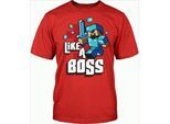 Minecraft Like A Boss Kinder T-Shirt 110/116 Rot