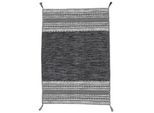 Teppich CARPETFINE "Kelim Azizi, auch als Läufer erhältlich", schwarz, B:240cm H:5mm L:340cm, Baumwolle, Teppiche, Teppich, handgewebt, Baumwolle, Wendeteppich mit Fransen, Fleckerl, Wohnzimmer