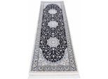 Teppich CARPETFINE "Nain Diane, auch als Läufer", blau, B:80cm H:8mm L:600cm, Polyester, Polypropylen, Teppiche, Teppich, Kurzflor mit Fransen, Vintage Orient Look, Wohnzimmer