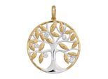 Kettenanhänger JOBO "Anhänger Baum", gelb (gelbgold 585), Schmuckanhänger, Damen, P1 = bei 10-facher Vergrößerung erkennbare Einschlüsse, Diamanten Gelbgold 585, Diamanten, Gelbgold 585, Kettenanhänger, 585 Gold bicolor mit 5 Diamanten