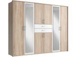 Kleiderschrank WIMEX "Diver Drehtürenschrank mit Spiegel, 180, 225 o. 270cm breit", weiß (struktureichefb hell, weiß, griffe alu), B:270cm H:207cm T:58cm, Schränke, Kleiderschrank, Bestseller Schlafzimmerschrank wahlweise 3 Innenausstattungen