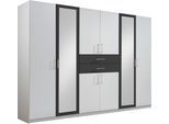 Kleiderschrank WIMEX "Diver Drehtürenschrank mit Spiegel, 180, 225 o. 270cm breit", weiß (weiß, graphit, griffe alu), B:270cm H:207cm T:58cm, Schränke, Kleiderschrank, Bestseller Schlafzimmerschrank wahlweise 3 Innenausstattungen, Topseller
