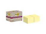 Post-it® Haftnotizen Super Sticky Recycling Notes 654 RSS12CY, B 76 x T 76 mm, PEFC®-Papier, gelb, 12 Blöcke, 70 Blatt/Block