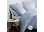 Bettwäsche JANINE "Interlock-Jersey59000 3", blau (perlblau), B/L: 135cm x 200cm, 1 Stk., 1 Stk., Interlock-Jersey, B/L: 80cm x 80cm, Interlock-Jersey, Obermaterial: 100% Baumwolle, Bettwäsche, Bettwäsche, mit Reissverschluss