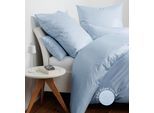 Bettwäsche JANINE "Interlock-Jersey59000 3", blau (perlblau), B/L: 155cm x 200cm, 1 Stk., 1 Stk., Interlock-Jersey, B/L: 80cm x 80cm, Interlock-Jersey, Obermaterial: 100% Baumwolle, Bettwäsche, Bettwäsche, mit Reissverschluss