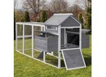 MyAnimal Hühnerstall XXL für 8 Hühner MH-22, Hühnerhaus mit zwei Nistkästen, Auslauf, zwei Ebenen (Grau/Weiß 2.0)