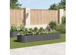 vidaXL Garten-Hochbeet 320x80x44 cm Verzinkter Stahl Grau