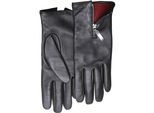 Lederhandschuhe PEARLWOOD, Damen, Gr. 7, schwarz, Schafsleder, unifarben, Handschuhe, mit farbigem Innenfutter, Glattleder, Zipper auf dem Handrücken