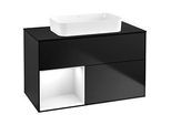 Villeroy und Boch Finion Waschtischunterschrank G652GFPD 100x60,3x50,1cm, Regal links Glossy white lacquer, Black matt lacquer