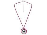 Collierkettchen STEUER "Velourkette pink mit Kunststoff-Anhänger", pink, Halsketten, Damen, 52cm, Metall, L: 52, glänzend