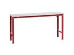 Manuflex Grundtisch UNIVERSAL Spezial, 1750 x 800 mm, Kunststoff lichtgrau, rubinrot