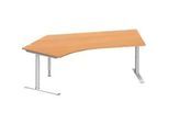 Schäfer Shop Genius Winkelschreibtisch MODENA FLEX 135°, Ansatz links, C-Fuss-Rundrohr, B 2165 mm, buche