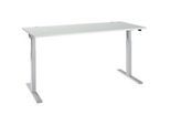 Schäfer Shop Select Schreibtisch ERGO-T 2.0, elektrisch höhenverstellbar, Rechteck, T-Fuss, B 1800 x T 800 x H 715-1205 mm, lichtgrau/weissalu