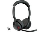 Headset Jabra Evolve2 55 link380a Stereo, Reichweite bis 30 m, bis 10 h, MS-Teams optimiert, schwarz