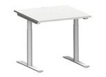 Schäfer Shop Genius Schreibtisch MODENA FLEX, T-Fuss-Rundrohr, B 800 x T 800 mm, lichtgrau