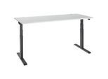 Schäfer Shop Select Schreibtisch ERGO-T 2.0, elektrisch höhenverstellbar, Rechteck, T-Fuss, B 1800 x T 800 x H 640-1300 mm, lichtgrau/anthrazit