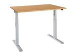 Schäfer Shop Select Schreibtisch ERGO-T 2.0, elektrisch höhenverstellbar, Rechteck, T-Fuss, B 1200 x T 800 x H 640-1300 mm, Buche/weissalu