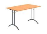 Schäfer Shop Select Klapptisch, Rechteck, Doppel-T-Fussgestell, Spezial-Klappbeschlag & Bodenausgleich, B 1200 x T 700 x H 720 mm, Buche-Dekor/anthrazit