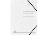 Exacompta Sammelmappe, DIN A4, mit Gummizug, 3 Klappen, beschriftbar, Colorspan-Karton, 355 g/m², weiss