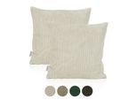Lycce 2er Set Kissenbezug aus trendigem Cordstoff (50 x 50 cm)