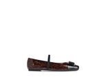 Glossy Patent Flats With Leopard Print And Decorat - Gr. 7 - in Braun