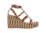 Valentino Garavani Sandalen - Rockstud Calfskin Wedges With Straps - Gr. 39 (EU) - in Braun - für Damen