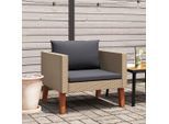 vidaXL 1-Sitzer-Gartensofa mit Auflagen Poly Rattan Beige
