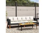 vidaXL 3-Sitzer-Gartensofa mit Auflagen Poly Rattan Schwarz