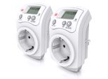 BEARWARE 2x Steckdosen-Thermostat, max. 3680 W, programmierbar von 5°-30°C LCD Display mit Statusanzeige