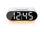 BEARWARE Wecker mit Netzteil & Akku, 3 Alarmzeiten, mit Beleuchtung & QI Ladefunktion Schlummerfunktion, Kabelloses Laden Wireless Charger, Akustiksteuerung