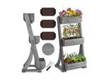 tectake® Vertikalbeet, 3 Etagen, wetterfest und standsicher, inklusive Pflanzvlies, 60 x 49 x 140 cm