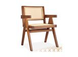 tectake® Armlehnstuhl, Boho-Stil, massives Holzgestell mit Lackierung, 59 x 56,5 x 82,5 cm, Belastbarkeit 120 kg