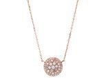 Kette mit Anhänger FOSSIL "Schmuck Edelstahl VINTAGE GLITZ Pearl Disc Pendant", rosa (roségoldfarben, perlmuttfarben, kristallweiß), Halsketten, Damen, Edelstahl, L: 47, mit Glasstein - mit Perlmutt
