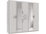 Kleiderschrank WIMEX "Diver Drehtürenschrank mit Spiegel, 180, 225 o. 270cm breit", schwarz (weiß, griffe schwarz), B:225cm H:207cm T:58cm, Schränke, Kleiderschrank, Bestseller Schlafzimmerschrank wahlweise 3 Innenausstattungen