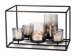 Windlicht PHILIPPI "York", schwarz, B:31cm H:19cm T:19cm, Glas, Metall, Kerzenhalter, Windlicht