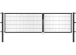Zaundoppeltür ALBERTS "Flexo", grau (anthrazit), B:350cm H:100cm, Stahl, Tore, 350 cm Breite, in versch. Höhen