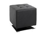 Hocker HAKU, drehbar, gepolstert, B 400 x T 400 x H 420 mm, Kunstleder und Stahl, schwarz-chrom