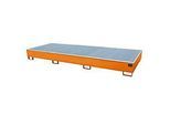 Bauer Regalwanne RW-GR 3600-3 PE, mit Gitterrost und PE-Einsatz, B 3262 x T 1312 x H 383 mm, bis 1000 l, Stahl lackiert, gelborange