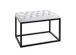 Hocker HAKU, gepolstert, B 600 x T 400 x H 450 mm, Textilgewebe in Lederoptik und Stahl, grau-schwarz