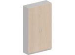 Schäfer Shop Genius Garderobenschrank TETRIS SOLID, 6 Ordnerhöhen, 1 Fachboden, Kleiderstange, abschliessbar, B 1200 x T 412 x H 2143 mm, weissalu/Ahorn