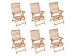 vidaXL Verstellbare Gartenstühle 6 Stk. Massivholz Teak