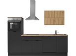 Küchenzeile KOCHSTATION "KS-Georgia, mit 38mm starker Arbeitsplatte", küche: schwarz, front: schwarz, artisan, korpus: schwarz, arbeitsplatte: artisan eichefarben, B:260cm H:220cm T:60cm, Komplettküchen-Sets, Küchenzeile, Breite 260 cm, wahlweise mit E-Geräten und Kühlschrank