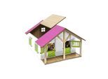 Kids Globe Farming Pferde Stall aus Holz 1:24, mit Werkstatt, Dach+Tür beweglich