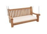 CLP Schaukelbank wetterfest Joyce mit Sitzkissen, robust massiv Teakholz, mit Armlehne und Ketten, Gartenbank für Terrasse und Balkon