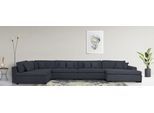 Wohnlandschaft HOME AFFAIRE "Skara U-Form", blau (graublau), B:390cm H:86cm T:190cm, 100% Polyester, Sofas, Wohnlandschaft, Lounge-Sofa mit Federkernpolsterung, in vielen Bezugsvarianten