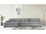 Ottomane HOME AFFAIRE "Skara L-Form", grau (hellgrau), B:310cm H:86cm T:100cm, 100% Polyester, Sofas, Ottomane, Lounge-Sofa mit Federkernpolsterung, in vielen Bezugsvarianten