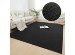 Teppich MY HOME "Jola Hoch-Tief-Design, Scandi-Look, Zen" Gr. 3, schwarz, B:120cm H:10mm L:180cm, Kunstfaser, Teppiche, Teppich, Boho, Modern, 3D, Wohnzimmer, Schlafzimmer, wasserabweisend