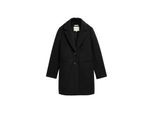 TOM TAILOR DENIM Damen Slim Fit Wollmantel, schwarz, Uni, Gr. M