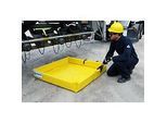 Faltwanne für Kleingebinde, Kapazität 125 l, Schaumstoffwände, stapelbar, B 900 x T 900 x H 150 mm, PVC, gelb