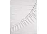Spannbettlaken CASATEX "Jersey-Elasthan", silber (silberfarben), 1 Stk., Jersey, 140-160x200-220 25cm, Jersey, Obermaterial: 96% Baumwolle, 4% Elasthan, Bettlaken, Spannbettlaken, mit Elasthan